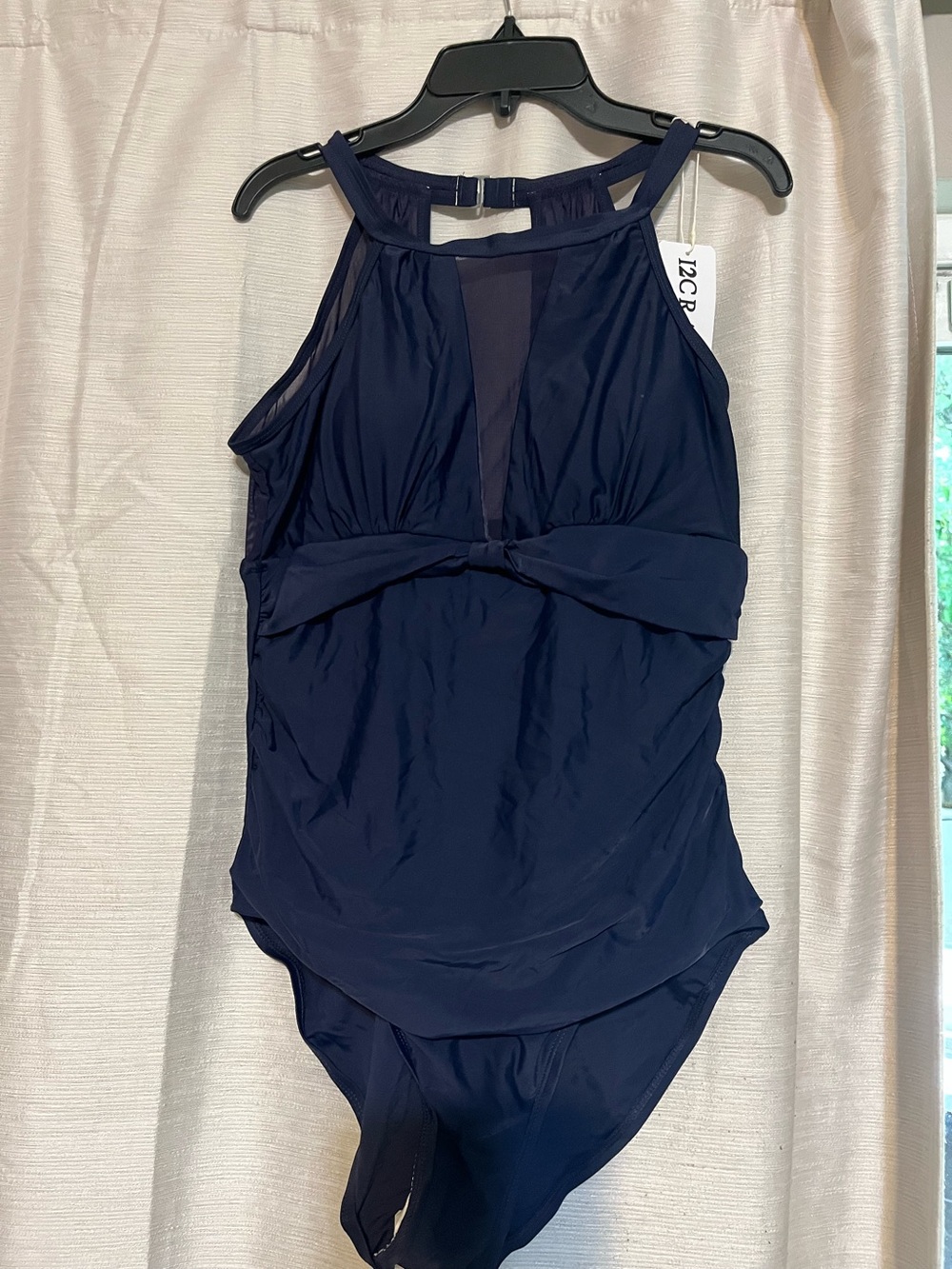NWT Size L Navy Flattering One Piece Swim with Tummy Control